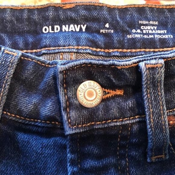 NWT Old Navy High Rise Curvy OG Straight, Secret-Slim Pocket Jeans Sz 4 Petite - Picture 5 of 12